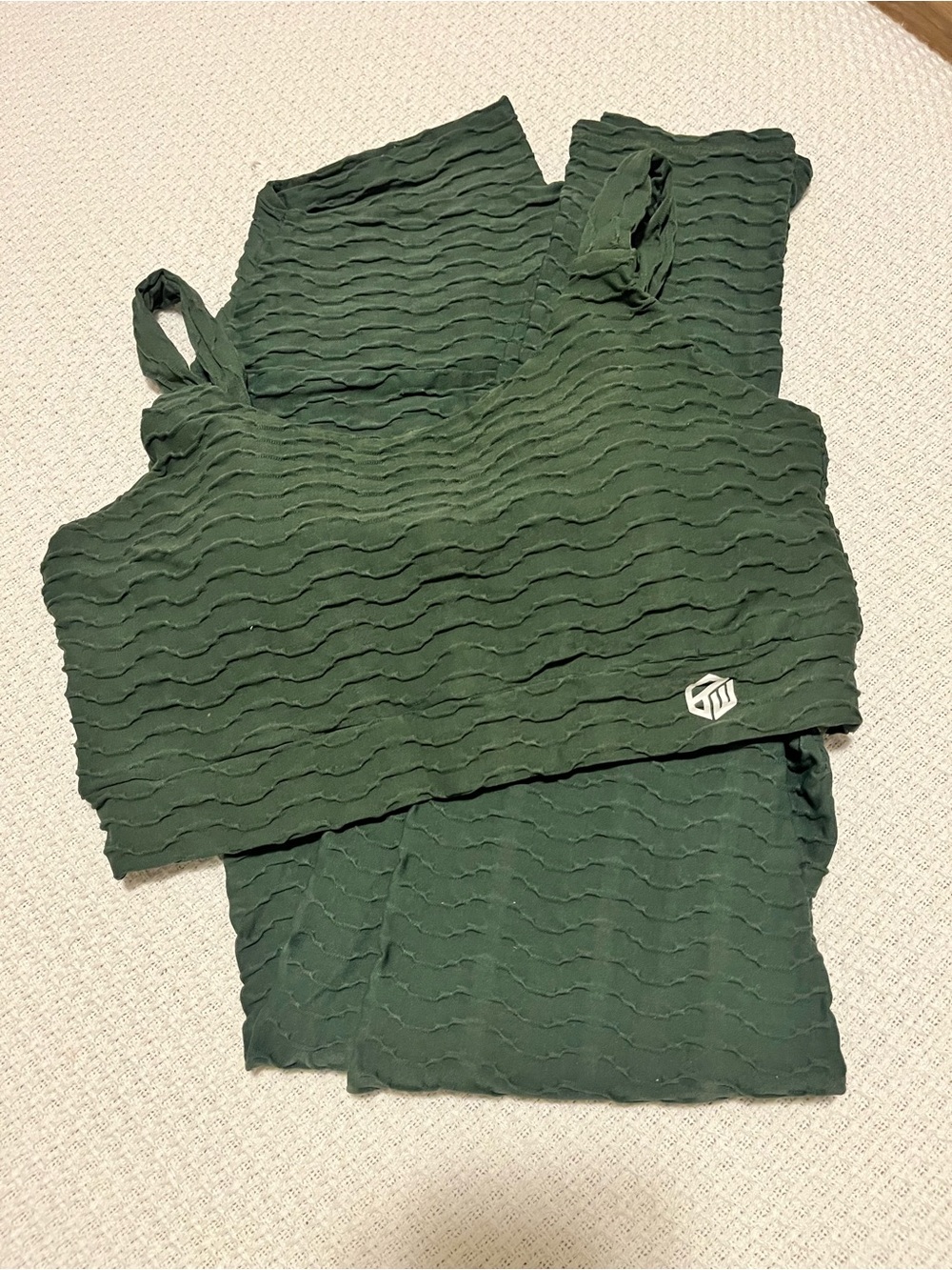 Dark Green Textured Two-Piece Active Set